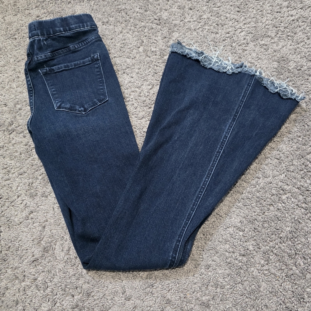 Flying Monkey Dark Blue Flare Jeans with Frayed Hem